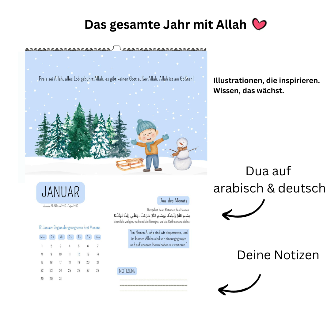 Kinderkalender 2024: Jeden Monat eine Dua und islamische Feiertage