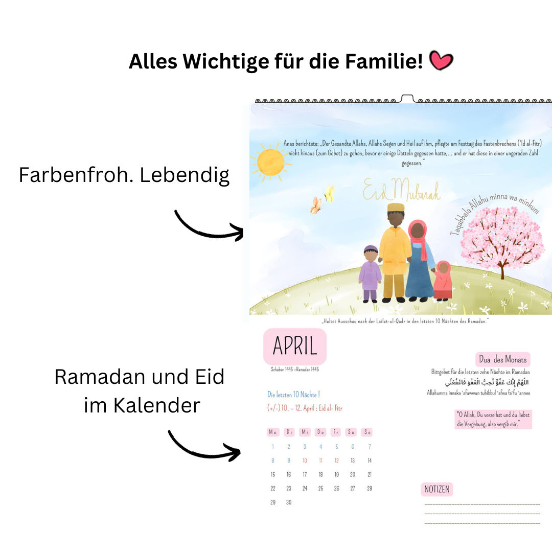 Kinderkalender 2024: Jeden Monat eine Dua und islamische Feiertage