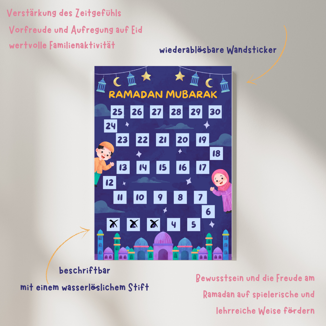 Wandsticker groß (A3) Ramadan Countdown  - deutsch