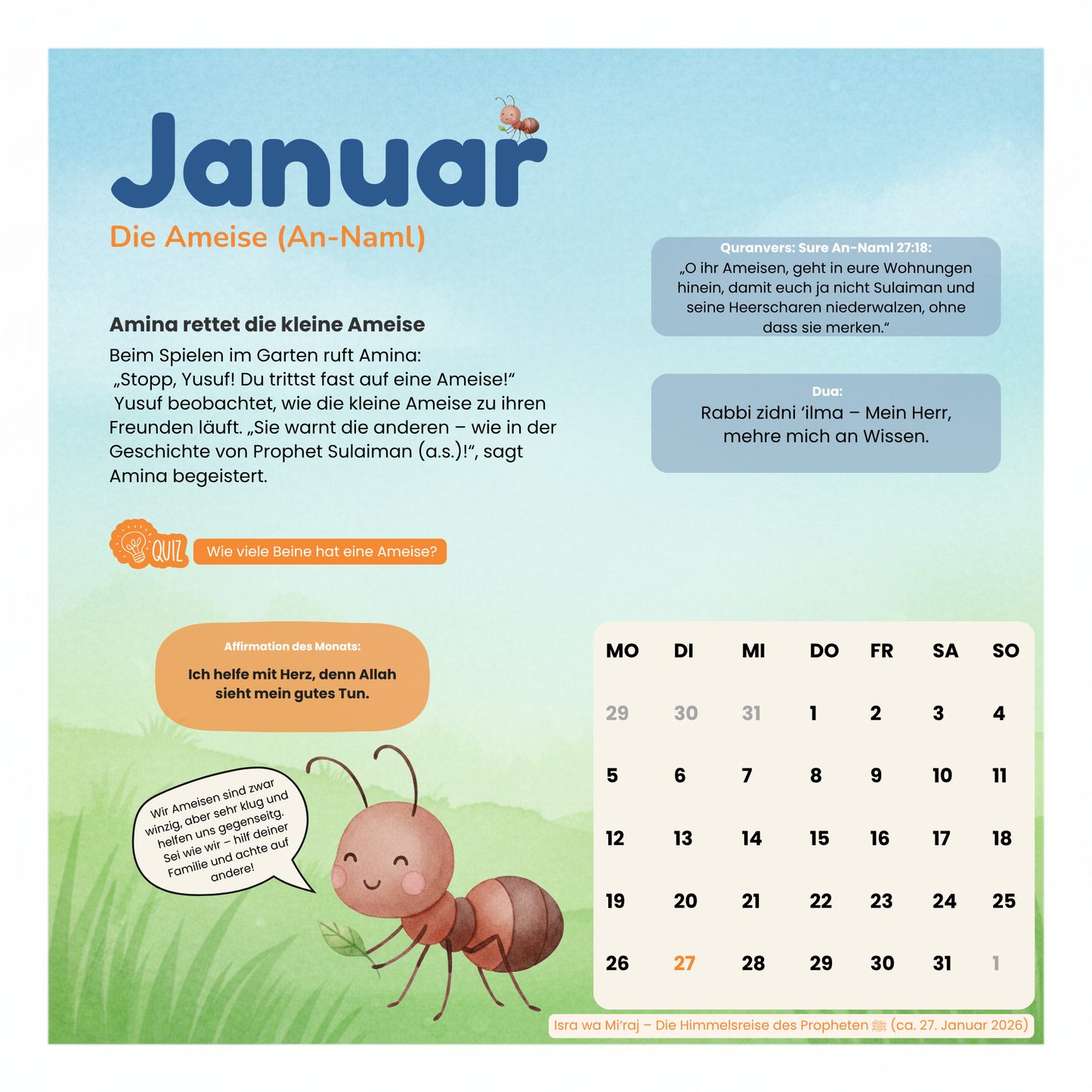 Mein islamischer Kinderkalender 2026 - Tiere im Quran