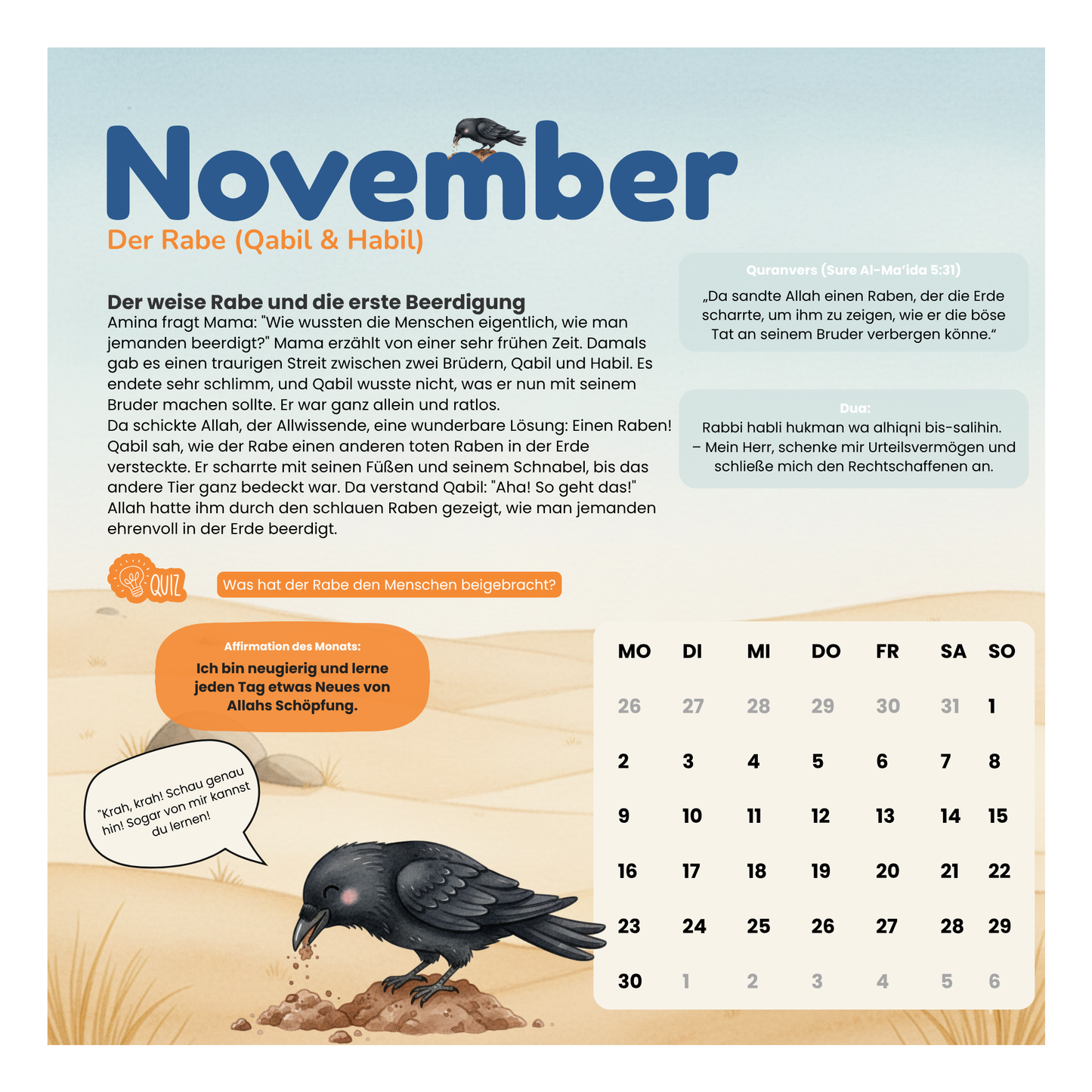 Mein islamischer Kinderkalender 2026 - Tiere im Quran